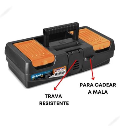 Imagem de Maleta de Ferramentas Compacta 13 ArqPlast Divisórias Tampa com Compartimentos e Trava de Segurança