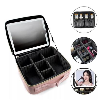 Imagem de Maleta de Maquiagem Bolsa Make Acessórios Led Porta Pincel