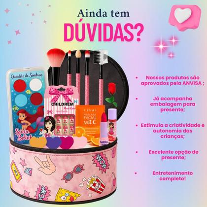 Imagem de Maleta De Maquiagem Infantil Completa Rosa Unicórnio Linda