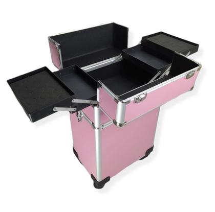 Imagem de Maleta de Maquiagem Profissional Com Divisórias e Rodinhas 2 Andares