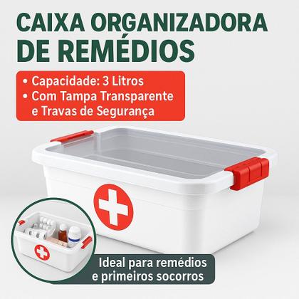 Imagem de Maleta de Medicamentos Caixa Cosmetic Box Primeiros Socorros Tamanho Grande, Media,Pequena e Transparente