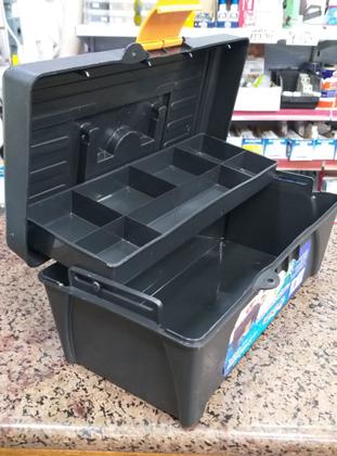 Imagem de Maleta De Pescaria Com Bandeja Economica Preta Laranja 30,5X13X15,5Cm - Arqplast