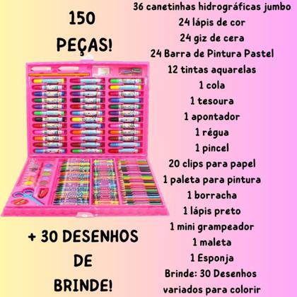 Imagem de Maleta de Pintura Completa 150 Peças Material Escolar Kit Completo