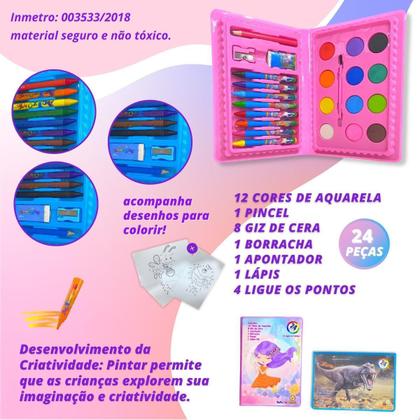 Imagem de Maleta de Pintura Infantil 24 Peças Unicórnio - Cores Vibrantes, Jogos de Ligação, Portátil