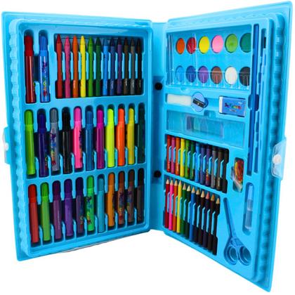 Maleta de Pintura Infantil Azul com Giz Canetinhas 86 Peças - Msb