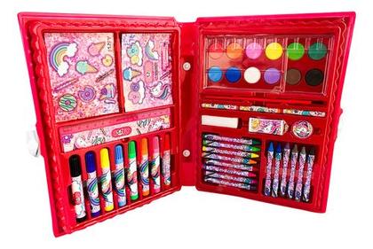 Imagem de Maleta Estojo Unicórnio Escolar De Pintura Infantil 44 Pçs
