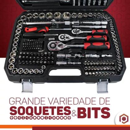 Maleta Ferramentas Soquete Chave Catraca Combinada Catraca 218 PCS