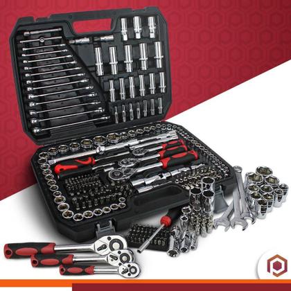 Maleta Ferramentas Soquete Chave Catraca Combinada Catraca 218 PCS