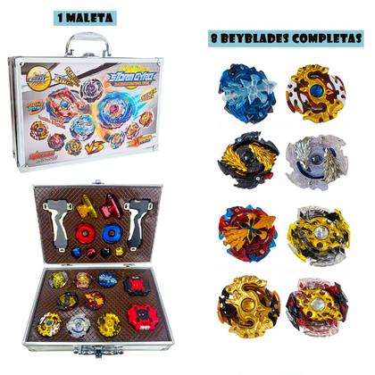 Maleta Kit 8 Beyblade Storm Gyro Completo Lançadores Grip