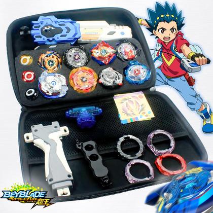 Maleta Kit 8 Beyblade Storm Gyro Lançador Beylogger Klizz