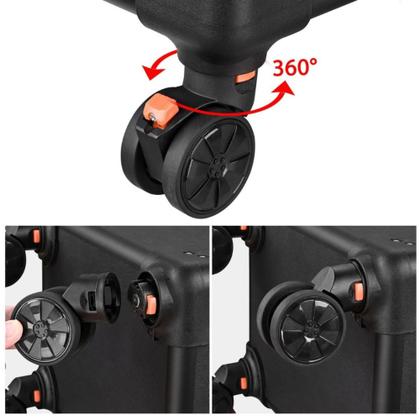 Imagem de Maleta Mala de Maquiagem Profissional Com Divisórias e Rodinha 360 Graus 4 Andar Preta MS814 914P