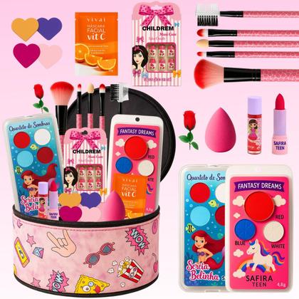Imagem de Maleta Mala Infantil De Maquiagens Completa Rosa Linda