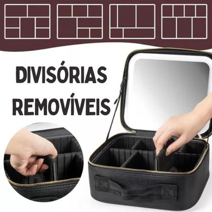 Imagem de Maleta Maquiagem Completa Profissional Com Espelho e Luz de Led, Blogueira, Cor Rosa