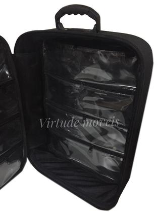 Imagem de Maleta Mochila P/manicures P/90 Esmaltes Bolsa TODA PRETA