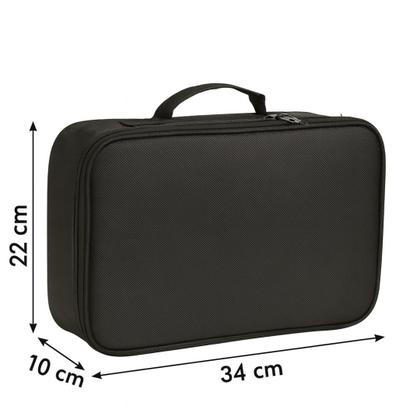 Imagem de Maleta Organizadora de Maquiagem Profissional Preta com Alça e Divisórias Ajustáveis p Pincéis e Cosméticos