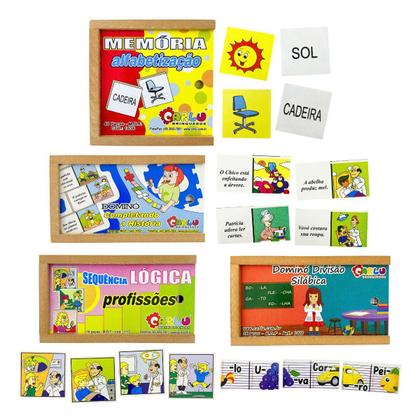 Imagem de Maleta Pedagógica Alfabetização Brinquedo Educativo Madeira Carlu 4 anos