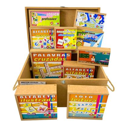 Imagem de Maleta Pedagógica Alfabetização Brinquedo Educativo Madeira Carlu 4 anos