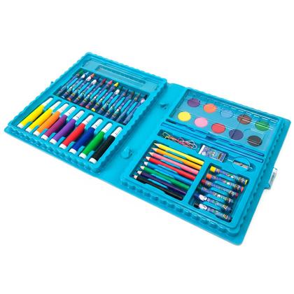 Maleta Turminha Do Assombro Pintar Azul 60 Peças Para Crianças