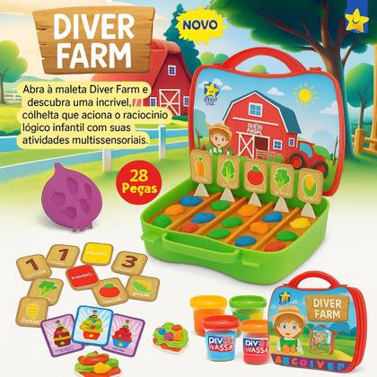 Imagem de Maletinha Fazendinha Diver Farm 28 Pçs com Massinha Modelar