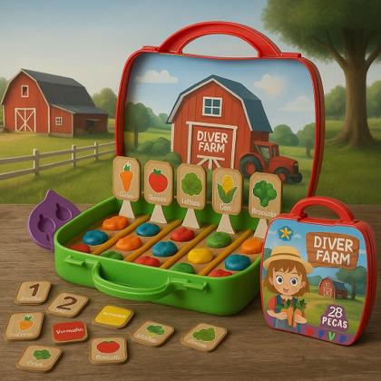 Imagem de Maletinha Fazendinha Diver Farm 28 Pçs com Massinha Modelar