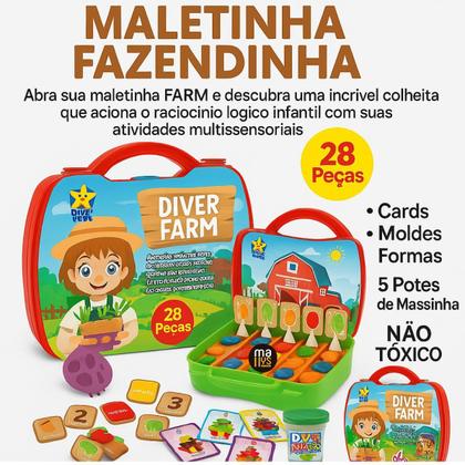 Imagem de Maletinha Fazendinha Diver Farm 28 Pçs com Massinha Modelar