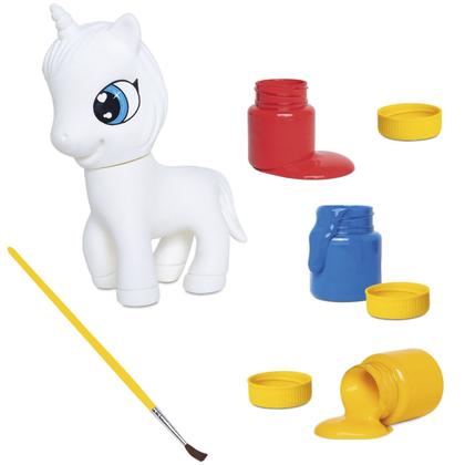 Imagem de Maletinha Unika Pintura Para Colorir Boneco Unicórnio Em Vinil Atóxico Lavável - Samba Toys