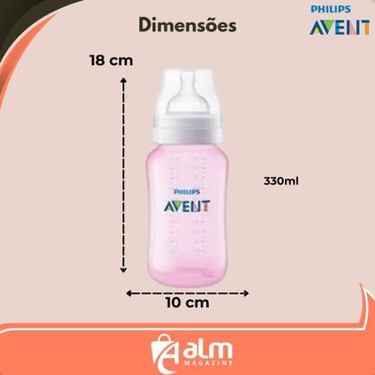 Imagem de Mamadeira Anti-Colic Classica Rosa 330ml - Philips Avent Bico n3-  3 a 6 meses