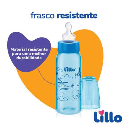 Imagem de Mamadeira Azul  Divertida Bico Silicone 240ml Tam.2 - Lillo