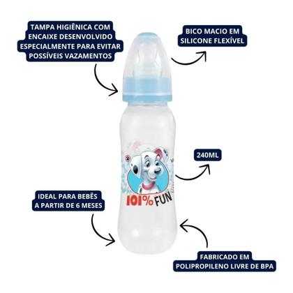Imagem de Mamadeira Bico Macio com Tampa Higiênica 101 Dalmatas 240ml Disney BabyGo