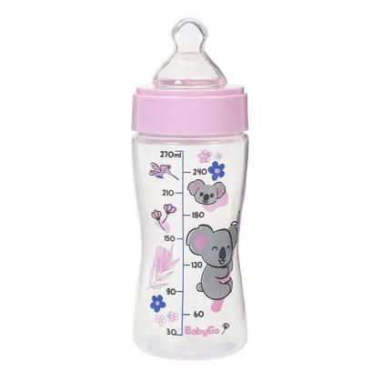 Imagem de Mamadeira Bico Macio com Tampa Higiênica Rosa Coala Bico Macio 270ml BabyGo