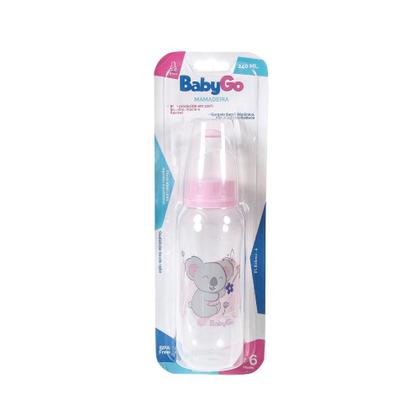 Imagem de Mamadeira Bico Macio com Tampa Higiênica Rosa Coala Menina 240ml BabyGo