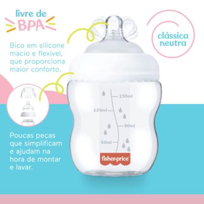 Imagem de Mamadeira Bico Silicone Anticolica Fisher Price Classi Kit