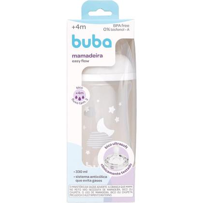 Imagem de Mamadeira Buba Easy Flow Nuvem Branca 330ml Bico +4m