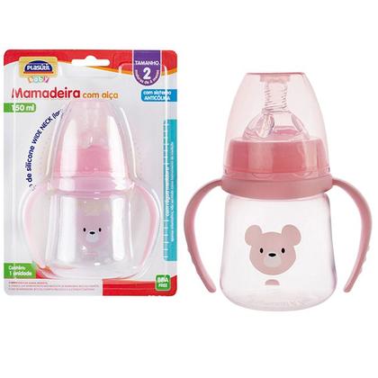Imagem de Mamadeira Com Alça Bico Redondo Em Silicone 150mL Com Sistema Anticólica - Plasútil
