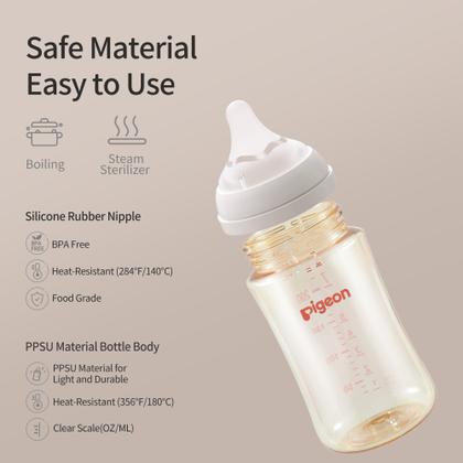 Imagem de Mamadeira de bebê PIGEON PPSU Nursing Wide Neck, 240 ml, anticólica, pacote com 2