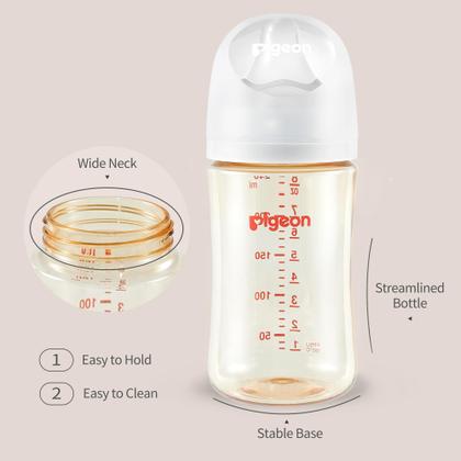 Imagem de Mamadeira de bebê PIGEON PPSU Nursing Wide Neck, 240 ml, anticólica, pacote com 2
