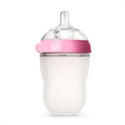 Imagem de Mamadeira De Silicone Bebê Imita Peito Materno Anticólica Antirrefluxo Livre De BPA