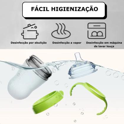 Imagem de Mamadeira De Silicone Bebê Imita Peito Materno Anticólica Antirrefluxo Livre De BPA
