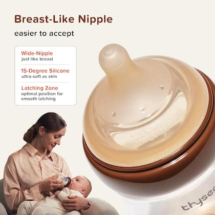 Imagem de Mamadeira de vidro Thyseed anti-cólica 240 ml 8 onças para recém-nascido