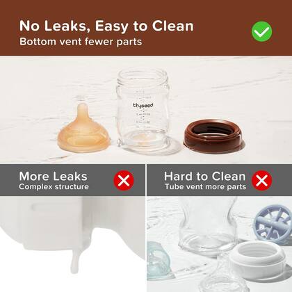 Imagem de Mamadeira de vidro Thyseed anti-cólica 240 ml 8 onças para recém-nascido