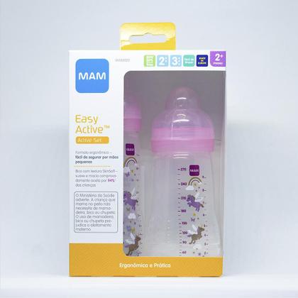 Imagem de Mamadeira Easy Active Set Duplo 270ml/330ml 2m+ Mam Rosa