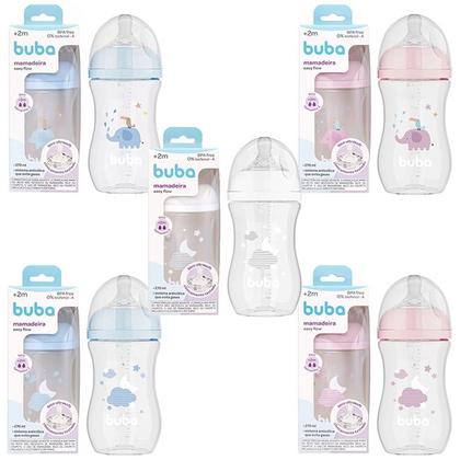 Imagem de Mamadeira Easy Flow Buba Bico em Silicone Utrasoft 270ml Decorada Anticólica +2m