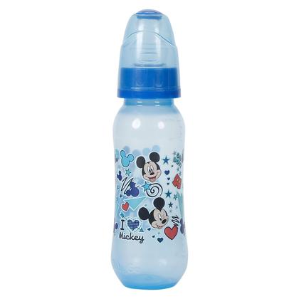 Imagem de Mamadeira infantil 240ml Disney Bico Macio ortodontico com Tampa Higiênica e anel de vedação Mickey