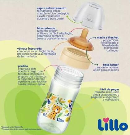 Imagem de Mamadeira lillo super evolution 0+m látex 300ml eco bico redondo