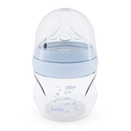 Imagem de Mamadeira Lolly Auraflow 1 Silicone Redondo Nature Azul