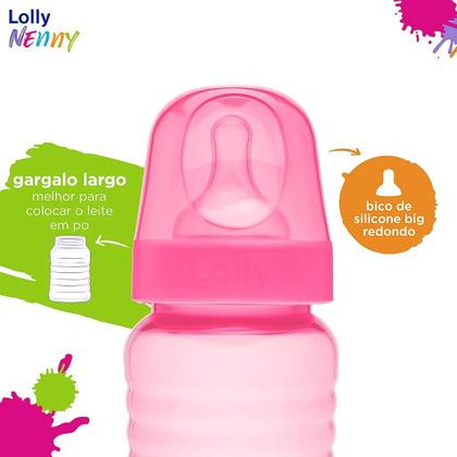 Imagem de Mamadeira Lolly Big Clean Silicone Redondo Rosa 340ml