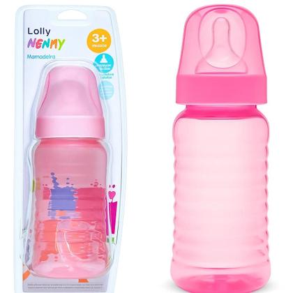 Imagem de Mamadeira Lolly Big Clean Silicone Redondo Rosa 340ml