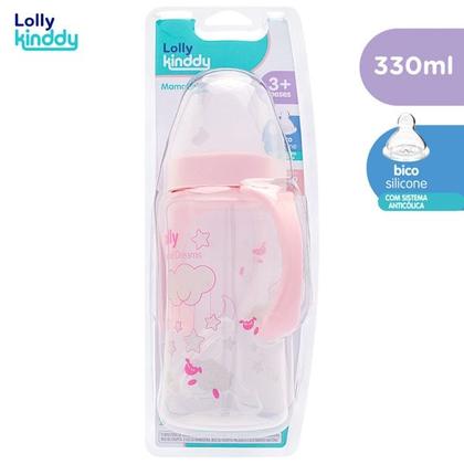 Imagem de Mamadeira lolly big dreams com alca 350ml silicone orto rosa acima de 3 meses