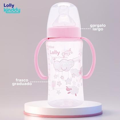 Imagem de Mamadeira lolly big dreams com alca 350ml silicone orto rosa acima de 3 meses