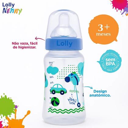 Imagem de Mamadeira Lolly Big Viva Silicone Orto Azul 330ml